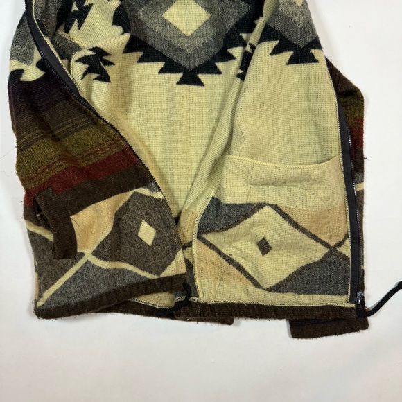 VINTAGE Unisex Men's Native American Southwestern Zip Up Sweater sz Sm Alpaca - Picture 6 of 8
